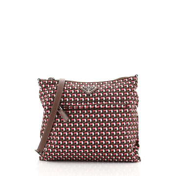 Prada Zip Messenger Bag Printed Tessuto Medium