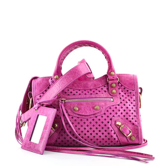 Balenciaga City Classic Studs Bag Perforated Leather Mini