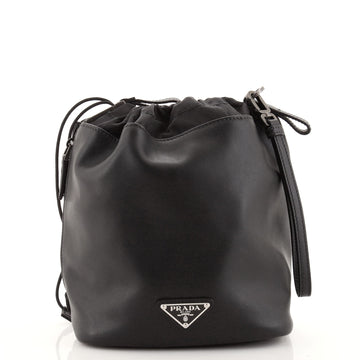 Prada Wristlet Drawstring Pouch Calfskin Small