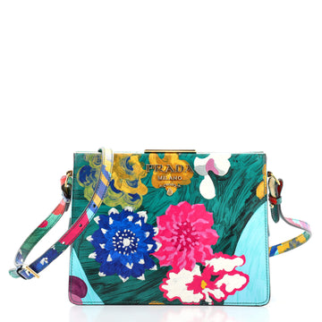 Prada Light Frame Shoulder Bag Printed Saffiano Leather Small