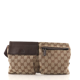 Gucci Vintage Double Belt Bag GG Canvas