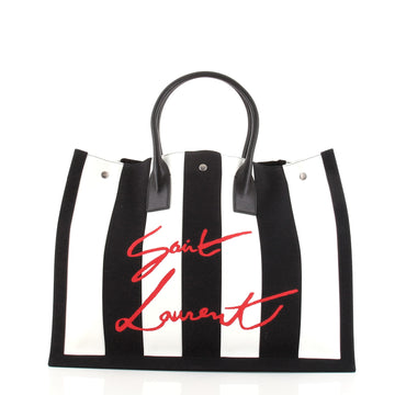Saint Laurent Noe Shopping Tote Striped Canvas Large