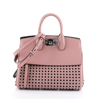 Salvatore Ferragamo Studio Satchel Laser Cut Leather Small