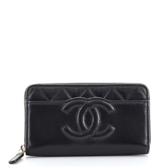 Chanel Timeless Slit Pocket Zip Around Wallet Quilted Goatskin