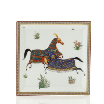 Hermes Cheval d'Orient Square Plate No.4 Printed Porcelain