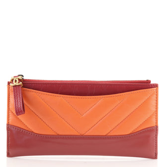 Chanel Gabrielle Zip Pouch Chevron Aged Calfskin Long