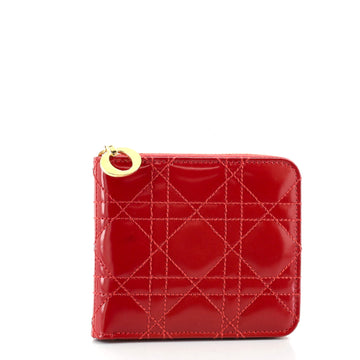 Christian Dior Zip Around Wallet Cannage Quilt Patent Compact