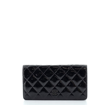 Chanel So Black Bifold Wallet Quilted Patent