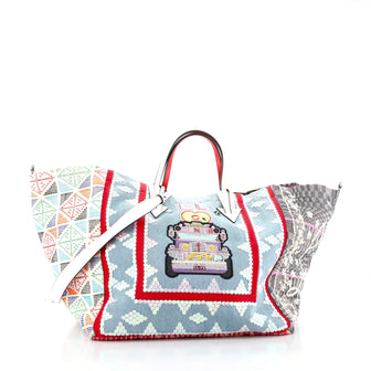 Christian Louboutin Caba Tote Motif Embroidered Jacquard Large