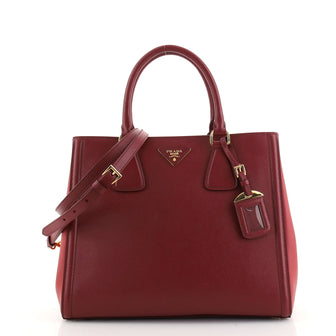 Prada Bicolor Lux Convertible Open Tote Saffiano Leather Medium
