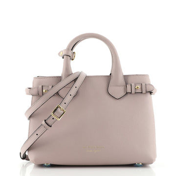 Burberry Banner Tote Leather and House Check Canvas Small