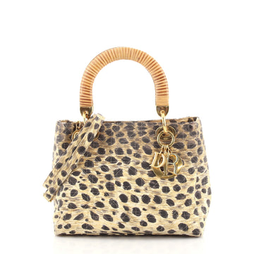 Christian Dior Lady Dior Bag Printed Cannage Quilt Canvas Medium