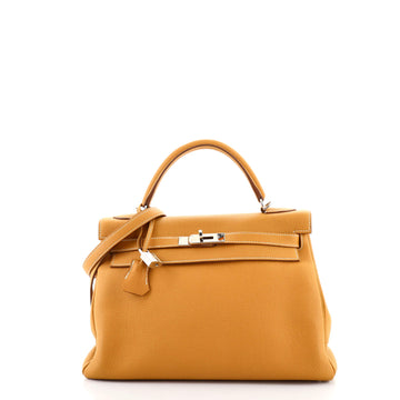 Hermes Kelly Handbag Brown Togo with Palladium Hardware 32