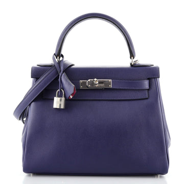 Hermes Kelly Handbag Verso Evercolor with Palladium Hardware 28