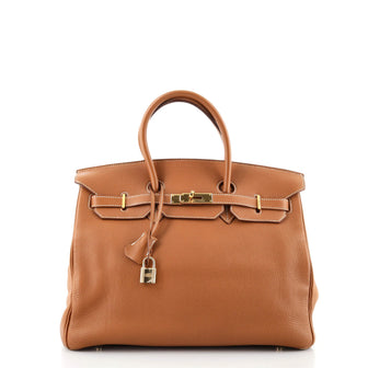 Hermes Birkin Handbag Brown Togo with Gold Hardware 35