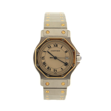 Cartier Santos Octagon Ronde Quartz Watch Stainless Steel and Yellow Gold 30