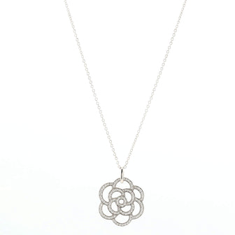 Chanel Camellia Pendant Necklace 18K White Gold and Diamonds