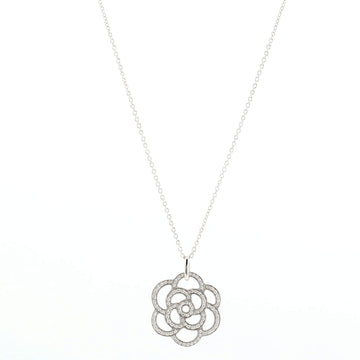 Chanel Camellia Pendant Necklace 18K White Gold and Diamonds
