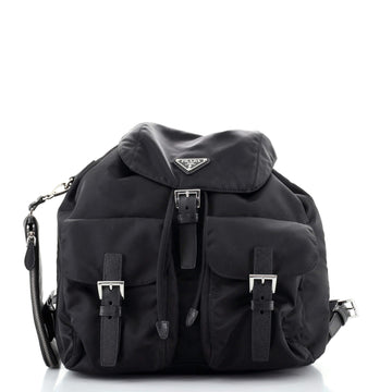 Prada Vela Double Front Pocket Backpack Tessuto with Saffiano Medium