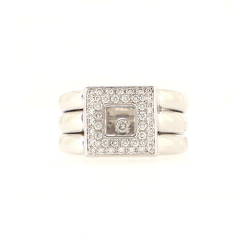 Chopard Happy Diamonds Square Ring 18K White Gold with Floating Diamonds