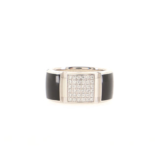 Chaumet Class One Ring 18K White Gold with Diamonds and Enamel Large