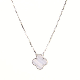 Van Cleef & Arpels Vintage Alhambra Pendant Necklace 18K White Gold and Chalcedony