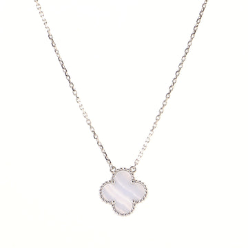 Van Cleef & Arpels Vintage Alhambra Pendant Necklace 18K White Gold and Chalcedony