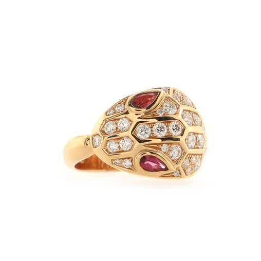 Bvlgari Serpenti Seduttori Ring 18K Rose Gold with Pave Diamonds