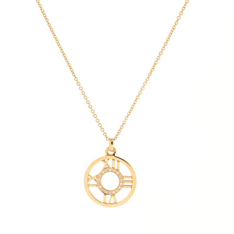 Tiffany & Co. Atlas Open Medallion Pendant Necklace 18K Rose Gold with Diamonds