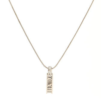 Tiffany & Co. Atlas Bar Pendant Necklace 18K White Gold with Diamonds