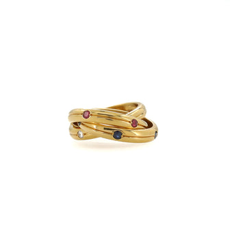 Cartier Constellation Trinity Ring 18K Yellow Gold with Diamond and Sapphire and Ruby