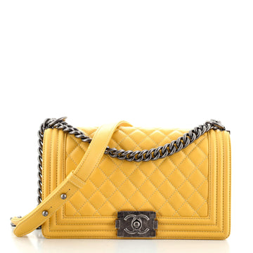 Chanel Boy Flap Bag Quilted Lambskin Old Medium
