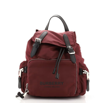 Burberry Logo Rucksack Backpack Nylon with Leather Medium