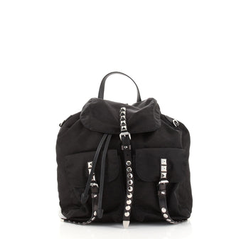 Prada New Vela Backpack Tessuto with Studded Leather