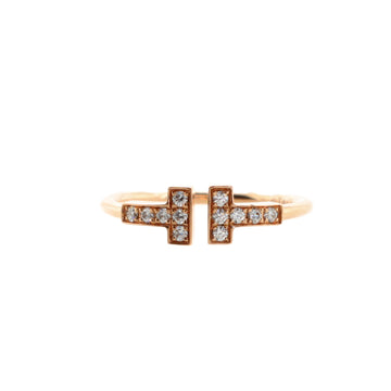 Tiffany & Co. T Wire Ring 18K Rose Gold with Diamonds