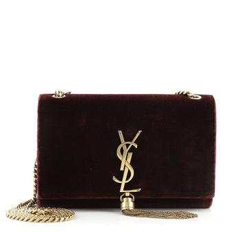 Saint Laurent Classic Monogram Tassel Crossbody Bag Velvet Small
