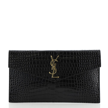 Saint Laurent Uptown Pouch Crocodile Embossed Leather