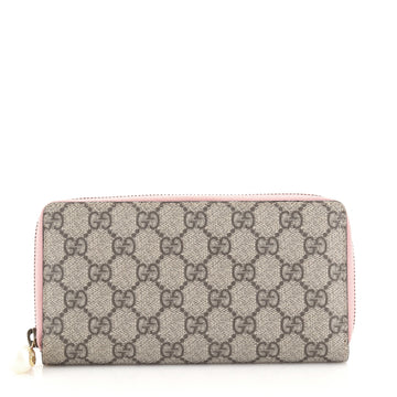 Gucci Pearl Zip Around Wallet GG Coated Canvas Long