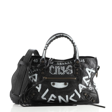 Balenciaga City Graffiti Classic Studs Bag Leather Small