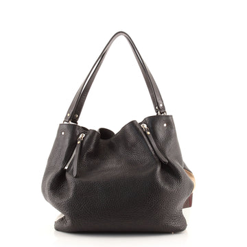 Burberry Maidstone Tote Leather and House Check Canvas Medium
