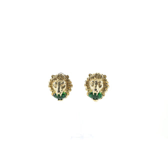 Gucci Lion Head Clip-On Earrings Metal with Crystals