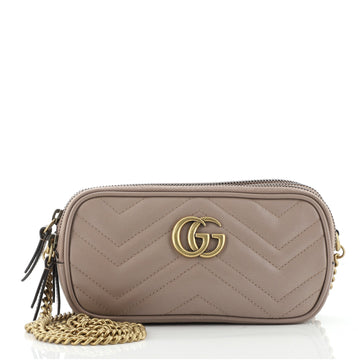 Gucci GG Marmont Triple Zip Chain Bag Matelasse Leather Mini