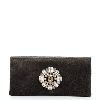 Chanel CC Crystal Flap Clutch Calf Hair Small
