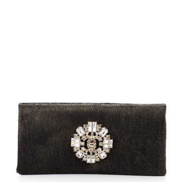 Chanel CC Crystal Flap Clutch Calf Hair Small