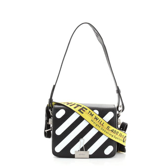 Off White Binder Clip Flap Bag Striped Leather Small