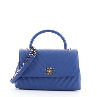 Chanel Coco Top Handle Bag Chevron Caviar Small
