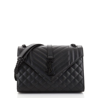 Saint Laurent Classic Monogram Envelope Satchel Quilted Leather Medium