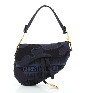 Christian Dior Saddle Bag Camouflage Embroidered Canvas Medium