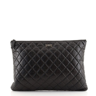 Chanel Reissue 2.55 O Case Clutch Quilted Leather Large