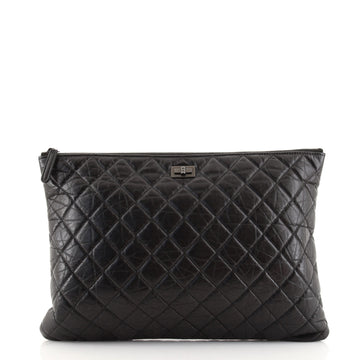 Chanel Reissue 2.55 O Case Clutch Quilted Leather Large